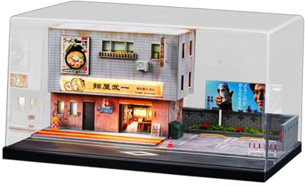 MotiveTech 1/64 Fahrzeugmodell Vitrine, Realistische Diorama Vitrine Aus Druckgussauto mit LED Ramen Shop Szene für Auto