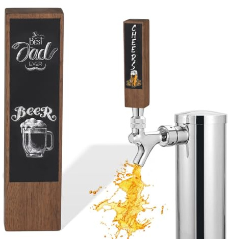 Tressify Gift For Beer Lovers & Homebrewers, Mini Kegerator Tap Handle With 3/8 '' - 16 Unc Thread, Chalkboard Beer Tap Handle, 8-Inch Walnut Wood For Custom Message