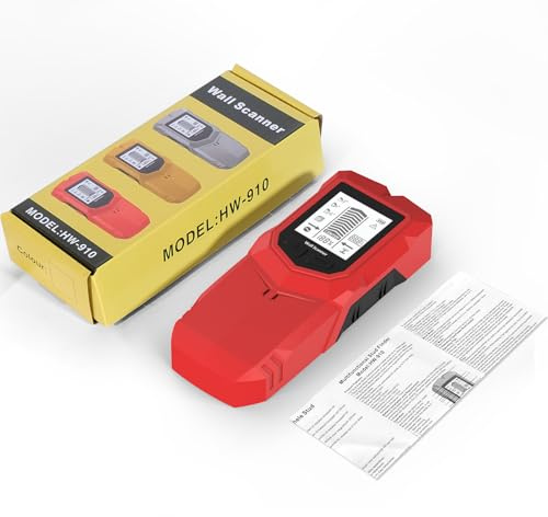 HW-910 Metal Detector, cercatore di cavi 5 in 1, dispositivo di localizzazione, ricerca di linee elettriche, ricerca di cavi (rosso)