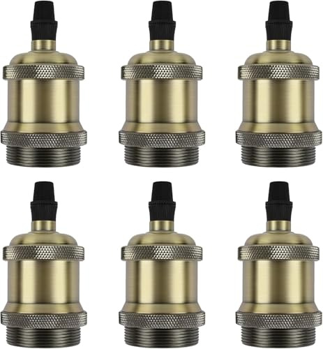 Frogetu 6 Pièces Douille E27 Vintage De Lampe, Solide Céramique Adaptateur, Douille Ampoule, Céramique Adaptateur Support De Lampe,Douille Ampoule en Aluminium pour Plafonniers & Appliques Murales DIY