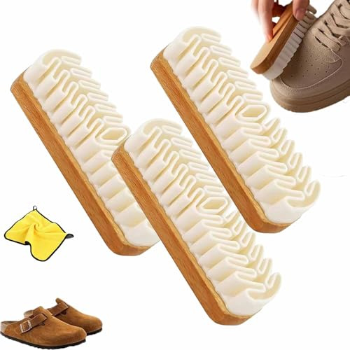 Magic Rubber Shoe Brush, 2026 New Suede Eraser and Brush, Soft Suede Shoe Brush Cleaner, Suede Rubber Cleaning Brush for Shoes, Bags, Jacket, Purse, Sofa with Wooden Handle (3pcs)