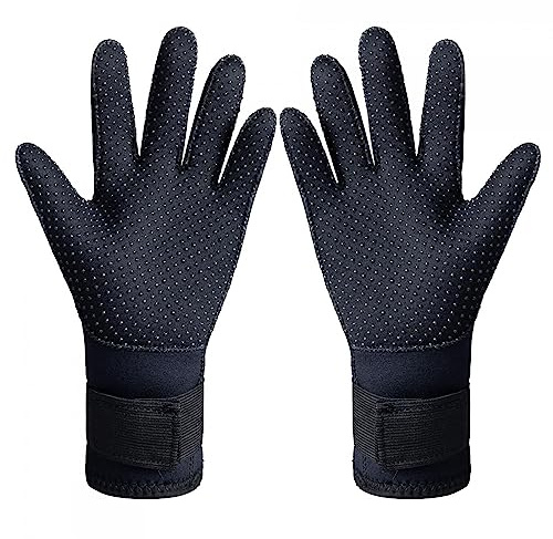 YEJBBUC Tauchhandschuhe, Neoprenhandschuhe, Kanufahren, Runden, Schwimmen, Neoprenhandschuhe, 3 mm, S, Schwarz