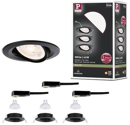 Paulmann LED Einbauleuchte Nova GU10 Flat schwenkbar 3x4,9W 3x550lm 230V 2700K Schwarz matt 92275