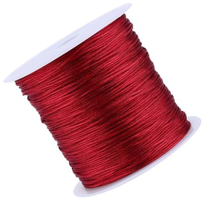 Garosa Cuerda de Satén Nylon Hilo Ribete Rata para Macramé Kumihimo Joyería Manualidades Roja 100m 0.8mm