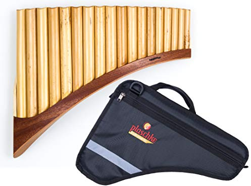 Plaschke Panflöte Konzert, Holzschuh Design, handgemacht mit Tasche 18 Rohre C-Dur