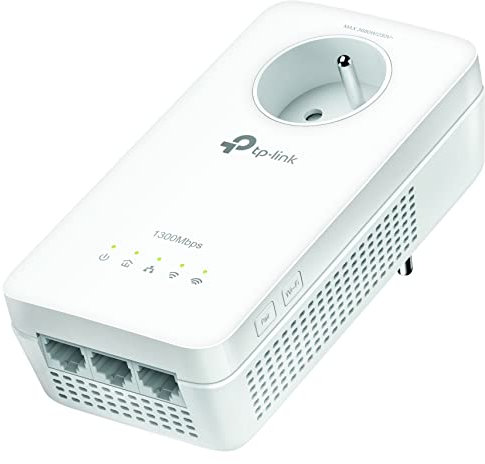 TP-Link TL-WPA8635P(BE) AV1300 AC1200 Gigabit WLAN Powerline Adapter con presa elettrica (Wifi Clone, MU-MIMO, controllo app, 3 porte Gigabit, Plug & Play, modalità AP, streaming multimediale) bianco