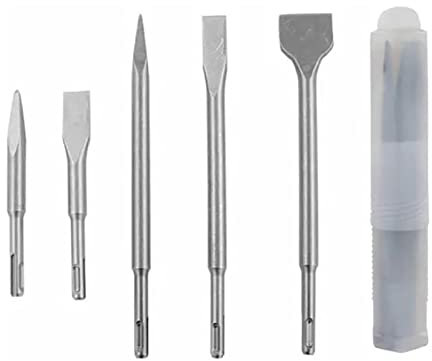 Agatige Chisel Set,5PCS Impact Drill Chisel Bits Electric Hammer Chisel Set Round Shank 40Cr Steel Rotary Hammer Chisel Concrete Set Point and Flat Chisel Set for Grinding, Shoveling