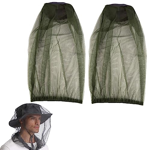 Mosquitera de Cabeza,Cubierta Protección de Malla,Mosquiteras para la Cabeza,Anti Mosquito Hat,para Cara Cuello contra Insectos para Exteriores Senderismo Pesca Camping Escalada y Caminar,2 Piezas