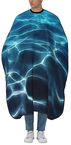 UNIOND Blauer Deep Ocean Haarschneideumhang Professionelle Friseurumhang Salon Cape Haarschnitt Kleid Friseur Schürze Haarschneidemantel Für Erwachsene 140 cm X 168 cm, weiß, One size