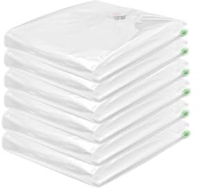Home Goods Bolsas de Almacenaje al Vacío Bolsas Ahorro Espacio Transparente para Guardar Ropa, Manta, Nórdico, Edredón, Almohada (6Piezas Grandes (98 * 68cm))