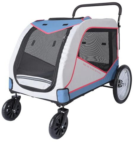 Hundewagen für Große Haustiere, Jogger-Kinderwagen für Hunde, Stauraum, Haustier Kann Problemlos Hineingehen und Bis zu 176,4 Pfund Reisen, Extra Großer Hundewagen, (GREY)