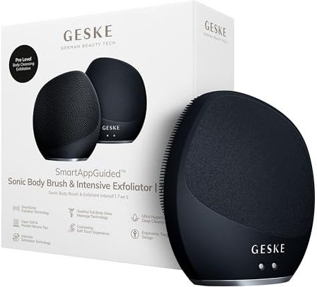 GESKE Sonic Body Brush & Intensive Exfoliator | 7 in 1 | Elektrisk rengöringsborste för hela kroppen | SmartSonic-pulsationer | Pro-Level djuprengöring, exfoliering & massage | Borttagning av grov hud