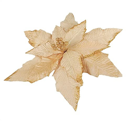 dvnFWKc Decorate Artificial Flowers, 4 Stück mit Weihnachtssternen und Beeren dekorierte Blumenbaum-Girlandendekorationen eignen Sich for Familienfeiern(Light Yellow)