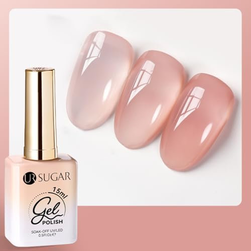 UR SUGAR UV Nagellack Jelly Rosa, 15ML Gel Nagellacks Transparent U V Nagellack Natural Farbe, Jelly Nail Polish UV LED Klar Soak-Off für Nägel Anfänger Nageldesign DIY zu Hause