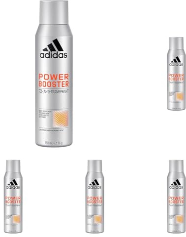 adidas Power Booster Anti-Transpirant Deo Roll-On für ihn, 72 Stunden trockene Frische, aromatisch-holziger Duft, 150 ml (Packung mit 5)