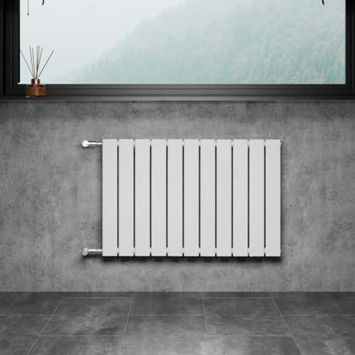 WITEN&NOCK Heizkörper Nabenabstand 550mm, Weiß 600x830mm Einlagig,611W | Flach Paneelheizkörper mit Seitenanschluss, Horizontal, für Badezimmer und Wohnzimmer,Austauschheizkörper inkl. Montageset