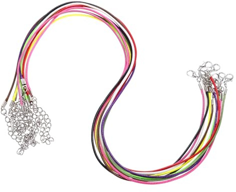 sourcing map 10pcs 20 Inch Waxed Necklace Cord, Bulk Necklace String with Clasp 1.5mm Waxed Leather Cord Rope for Jewelry Making DIY Bracelet Pendant,Mixed Colors