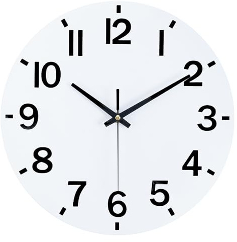 HZDHCLH Träväggklocka MDF 30 cm tyst utan tickande ljud modernt kvarts för dekoration vardagsrum, kök, kontor, sovrum (trä vit)
