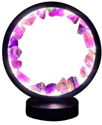 Cello Gleneagles Circle Earth LED Natural Crystal Lamp - Purple Fluorite Dimmable Healing Light for Focus, Meditation, Relaxation & Home Décor