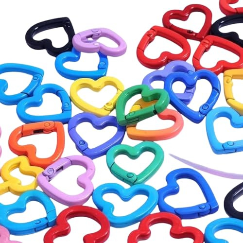 Ssmmam Clip portachiavi a forma di cuore da 20 mm, in lega di zinco, moschettoni a molla per borse, artigianato fai da te e accessori per San Valentino (6 colori misti)