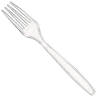 Heavy Duty Reusable Plastic Forks, Black and Clear, Bulk Pack, 1000 Count (Clear)