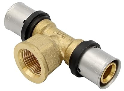 Pipetec Pressfitting T Stück 20x2 1/2 Zoll Innengewinde TH Kontur Verbundrohr, DVGW, TH-Profil