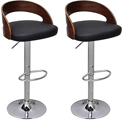 vidaXL Lot de 2 Tabourets de Bar, Chaise de Pub, Siège de Bistrot, Meuble de Salle à Manger Cuisine Salon Maison Intérieur, Bois Courbé