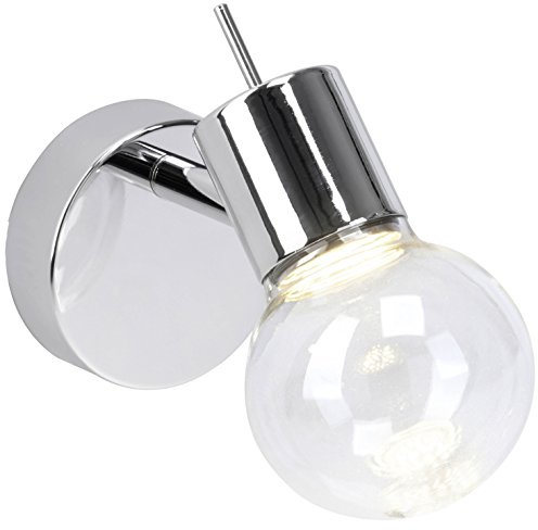 Brilliant Celest LED Wandspot, 1x 5W LED fest integriert, 1x 350 Lumen, 3000K warmweiß, Metall/Glas, chrom/transparent, 17 x 10 x 13.5 cm, G21910/15
