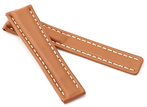 Bob Herren Faltschließband Kalbsleder kompatibel Breitling 24 mm hellbraun