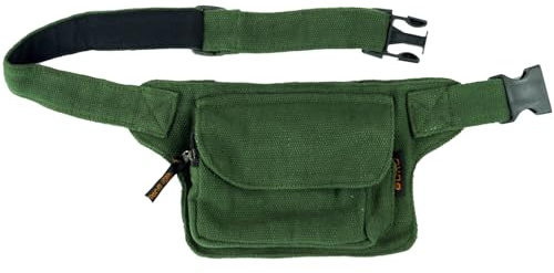 GURU SHOP Gürteltasche, Festival Bauchtasche - Olive, Unisex - Erwachsene, Baumwolle, 14x17x5 cm