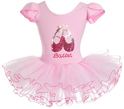 Lito Angels Vestido Tutu Bailarina de Ballet Lentejuelas para Niña, Maillot de Danza Baile con Falda, Talla 2-3 años, Manga Corta, Rosa (Número de etiqueta 0S)