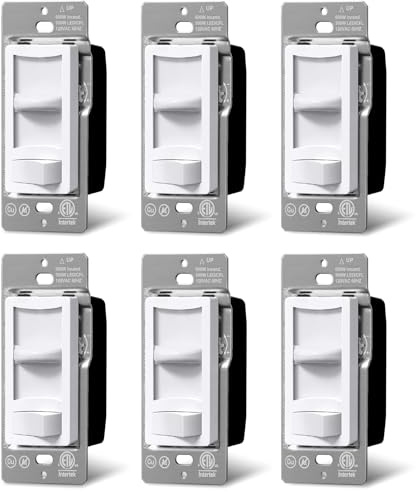 BESTTEN 6 Pack Super Slim Dimmer Switch, Single Pole or 3-Way, Dimmable Light Switch for LED, CFL, Halogen and Incandescent Bulbs, ETL Listed, White