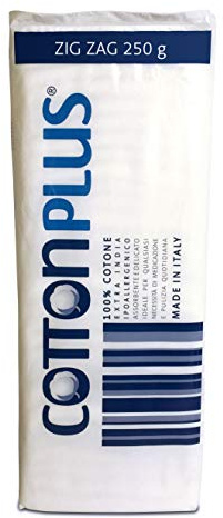 Cotton Plus ZIG ZAG 250 g - LINEA MEDICALE | 100% PURO COTONE IDROFILO CARDATO PER USO MEDICALE | Morbido e assorbente.