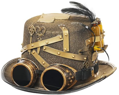 GRACEART - Sombrero alto de estilo Steampunk vintage con engranajes y remaches (estilo01, L)