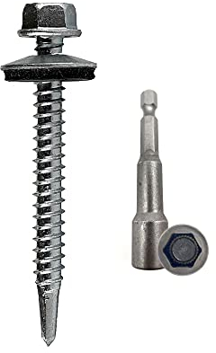 DOJA INDUSTRIAL | 100 Vis Autoperceuse à Tête Hexagonale avec Douille Magnétique M8 | 5,5x50 mm | Acier Zingué | pour Tole Acier, Bride de Fixation, Matériel de Construction