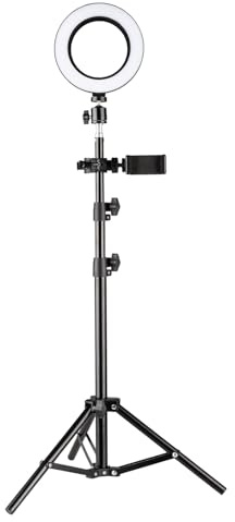 Walimex Greenscreen Komplettset, Green Screen Studio inkl. Stativ, Ringleuchte, Mikrofon, Videostudio Hintergrund mit Smartphone-Halter