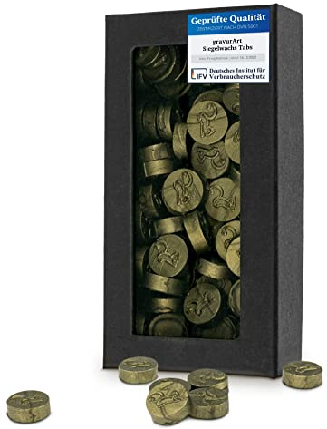 gravurART Siegelwachs Tabs - Siegelwachs Perlen, Wachssiegel auf Einladungen mit Stempelwachs für Siegelstempel - Oliv - perl.
