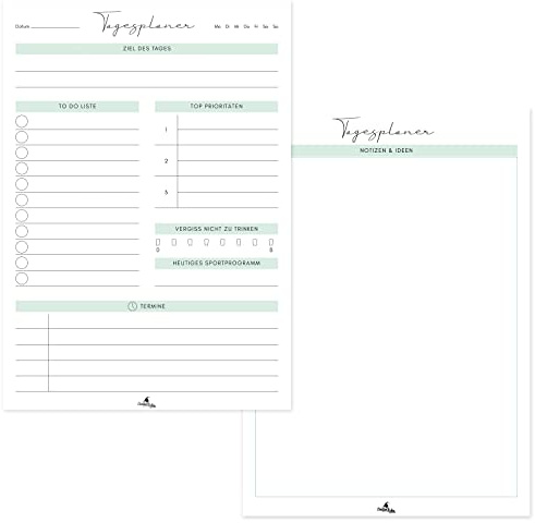 Tagesplaner & To Do Block | A5 minzgrün | 50 Blatt | 2-seitig | CreativeRobin