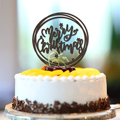 Merry Christmas Cake Topper Rentier Buchstabe Dessert Essen Obst Kuchen Topper Weihnachtsmütze Hirsch Braut Holz Unisex Jahrestag Brautdusche Dekor Fabelhafte Geschenke für Männer Kinder