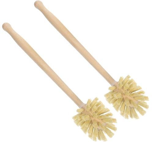 Cabilock 2 Pièces Brosse De Nettoyage pour Cuvette avec Manche Bois Brosse De Nettoyage pour Salle De Bain pour Toilettes