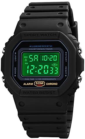 Nicoone Orologio Digitale da Uomo Retroilluminato Orologio Sportivo Impermeabile Resistente agli Urti Orologio da Polso con Sveglia/Cronometro/Conto alla Rovescia