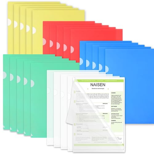 25 Stück Aktenhüllen -Tikplus Bunte Klarsichthüllen A4 Seitlich Offen, Stark 160µ Plastik Sichthüllen für Aufbewahrung von Papier, 5 Farben Dokumenten Mappen ordner für Büro Schule