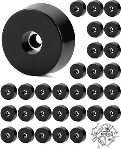 QWORK® 30 Pezzi di Piedini in Gomma per Mobili con Viti in Acciaio Inox 304, Piedini per Sedie Antiscivolo per Taglieri, Tavoli e Sedie, 25 x 23 x 9 mm