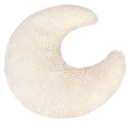 Herfair Wolken Kuschelkissen Kinder Sternkissen, Stern Zierkissen Weiche Flauschige Mond Kissen Sofakissen, Deko Kissen Weiß Plüsch Kissen Dekokissen für Kinderzimmer Schlafzimmer Deko (Mond)