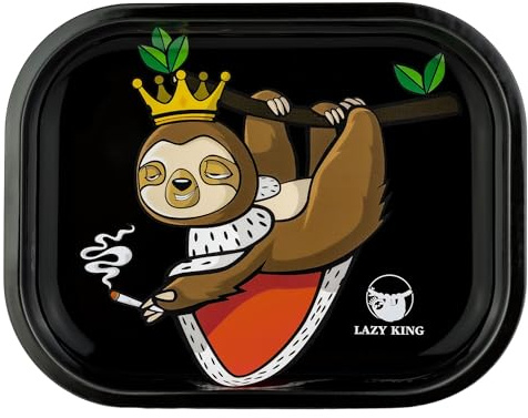 LAZY KING Rolling Tray piccolo | base girevole | 18 x 14 cm | vassoio arrotolabile | vassoio miscelatore | vassoio girevole | in metallo | stampa di alta qualità
