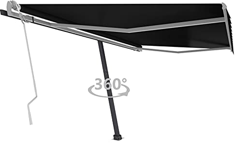 ZEYUAN Standmarkise Einziehbar Handbetrieben, Balkon Markise, Sonnenschutz, Balkon überdachung, Sonnenmarkise, Terrassen-markisen, 450x300 cm Anthrazit