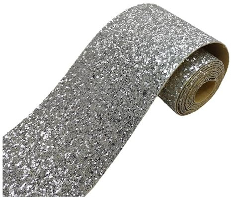 Dostear Bordo decorazione autoadesiva rimovibile per cucina bagno piastrelle adesivo per pareti autoadesiva glitter argento 5 X 200cm