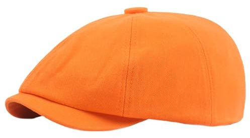 Reyox Unisex Schiebermütze Baumwolle Ballonmütze Schirmmütze Baskenmütze Newsboy Cap Orange