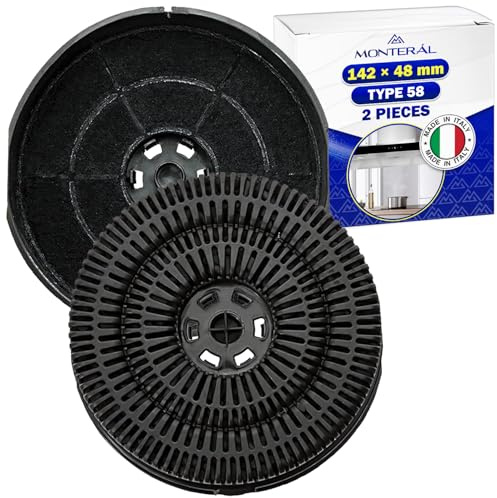 2 x Active Carbon Filter for Cooker Hood 142x48 mm Type58 Code 112.0016.755 | 484000008782 for Whirlpool 405537469/0 for Electrolux CFC00936 for Elica - MONTERAL