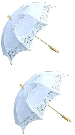 SAFIGLE 2St Hochzeitsschirm Bühnenschirm Hochzeit liefert Spitzenregenschirm Braut Regenschirm hochzeits dekoration wedding decoration Foto Spitzenschirm Regenschirm der Braut Bambus Weiß